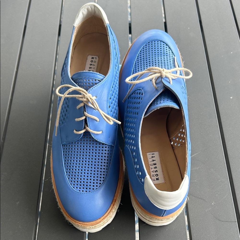 Vintage Fratelli Rosetti Perforated Blue Oxfords